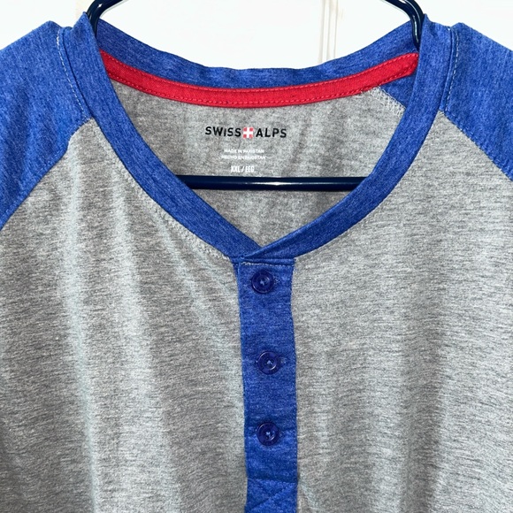 Swiss Alps Blue and Gray Henley Shirt, Men’s Size XXL - Picture 2 of 6